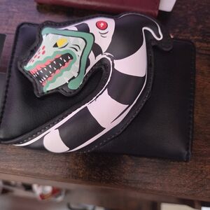 Beetleljuice Striped Snake Patch Wallet - Black with White & Mint Accent